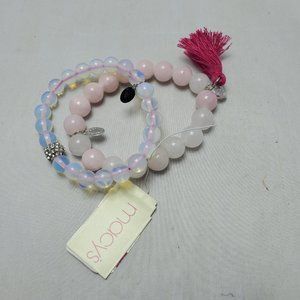 Macy's semi precious beaded 2pc bracelet with rhinestone